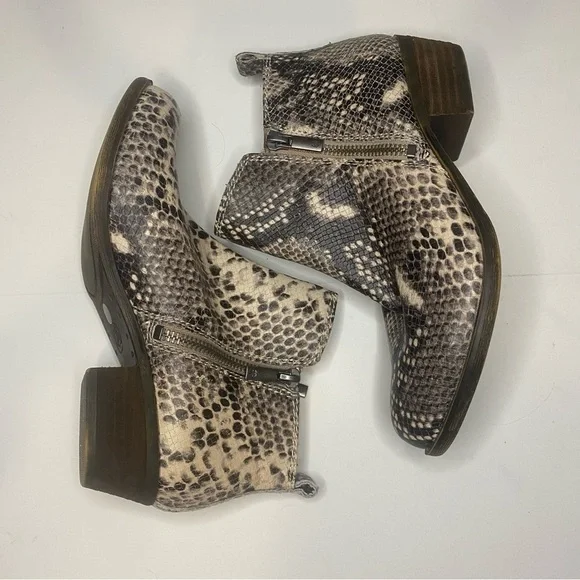 Lucky Brand Basel Almond Toe Ankle Booties Zip Avorio Snake Print size 6 - Picture 7 of 8